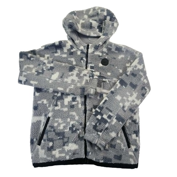 abercrombie kids Other - Abercrombie Kids Sherpa Fleece Hoodie Grey Digi Camo Unisex 15/16 XL Full‎ Zip